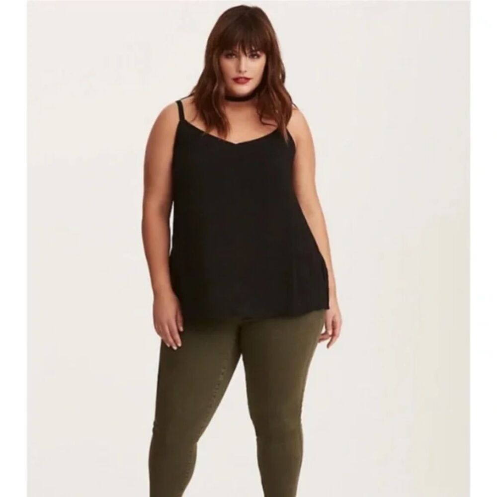 Torrid Black Slub Knit Cami with Side Slits Size 1X